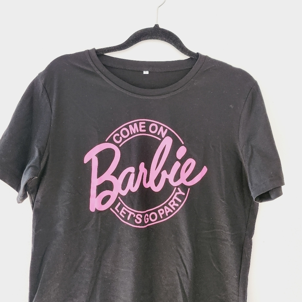 Come on BARBIE let's go party black and pink crewneck t-shirt - Picture 2 of 4